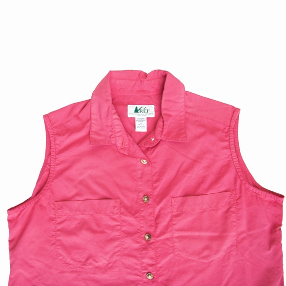 Vintage REI Pink Sleeveless Button Up Shirt - Picture 10 of 14